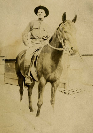 Jarvis on his cavalry horse ready for Pancho Villa